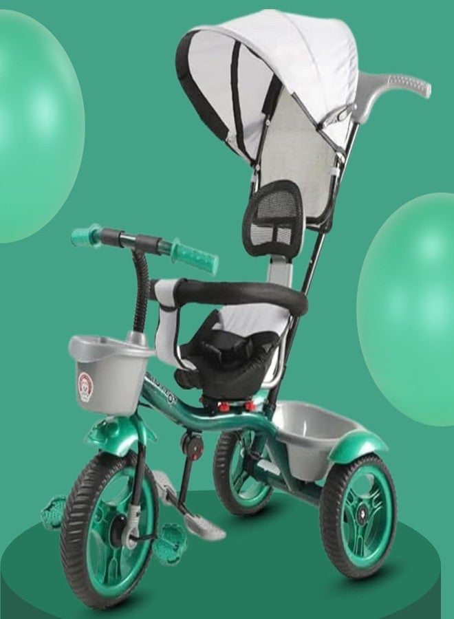 Maanit Kids Tricycle with Canopy, Dual Storage Basket & Parental Handle Control - Comfort Seat, Ages 1.5-5 Years - Toddler Tricycle, Baby Cycle with Easy Steering (Green) - Image 1